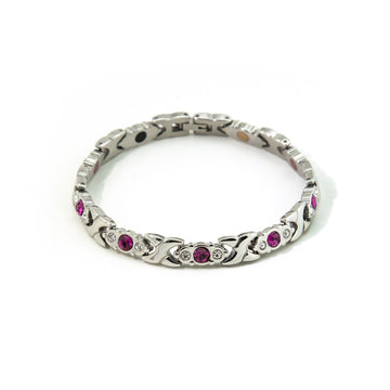 Princess Bride - Negative Ion Bracelet, Stainless Steel with Pink Crystals